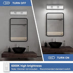 Modern LED Bathroom Lights Fixtures(3-Light),Metal Chrome Acrylic Wall Lighting,Vanity Lights for Bathroom Over Mirror(6000k 16In