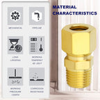 ChillWaves Brass Compression Tube Fitting, 3/4" OD x 1/2" NPT Male Compression Union Connector(2-PACK)