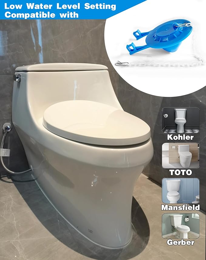 Universal Toilet Flapper Replacement Kit 2 Inch - 2 Pack High Water Level Setting & Low Water Level Setting Two Types - Compatible with American Standard Kohler Toto Gerber Toilet Stopper Water Saving