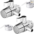 2 Pack Countertop Water Filter Diverter Valve with Barb Connector, Faucet Diverter Adapter for 6mm, 8mm, 9.5mm Tubing or Hose, Compatible with Standard Kitchen Faucets