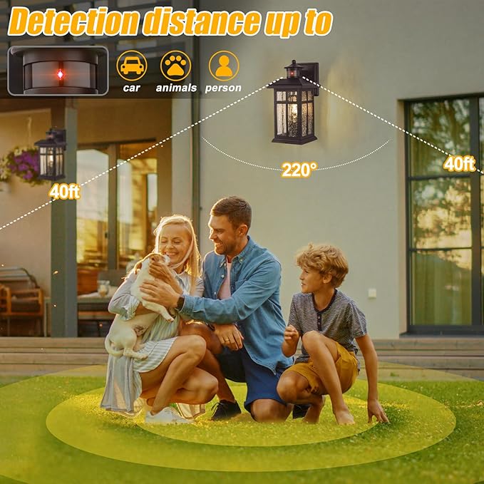 2 Packs Motion Sensor Outdoor Porch Lights - Bronze, Exterior Lights for House, Garage, Door