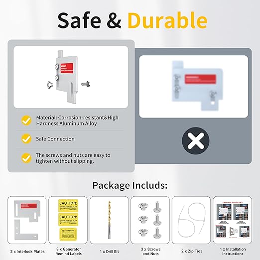 Generator Interlock Kit Compatible with Horizontal Main Cutler Hammer CH Series TAN Breaker 150 or 200 amp Panels, Interlock Kit with 1 1/2 Inch Spacing Between Main and Generator Breaker