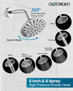 gotonovo 3 Handle Tub Shower Faucet Set, Bathtub Shower Fixture,Bathroom Tub and Shower Faucet Combo Shower System Complete Tub and Shower Trim Kit with 6 Settings Showerhead Polished Chrome