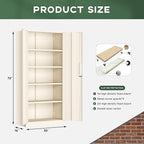 Greenvelly Metal Storage Cabinets, 72” Steel Garage Storage Cabinet with Doors and 4 Shelves, Metal Tool Cabinet, Steel Filing Cabinet for Home Office, Basement, Garage, School(Grey)