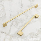 Alzassbg 10 Pack Matt Gold Cabinet Pulls, 3-3/4 Inch(96mm) Hole Centers Rectangle Cabinet Handles Kitchen Pulls for Drawers and Cabinets AL3051MGP