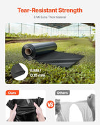 VEVOR 24' x 100' Plastic Sheeting Heavy Duty, 6 Mil Thick Plastic Sheeting Roll, Plastic Drop Cloth Painters Tarp, Polyethylene Covering for Crawl Space Vapor Barrier, Multi-Purpose, Black