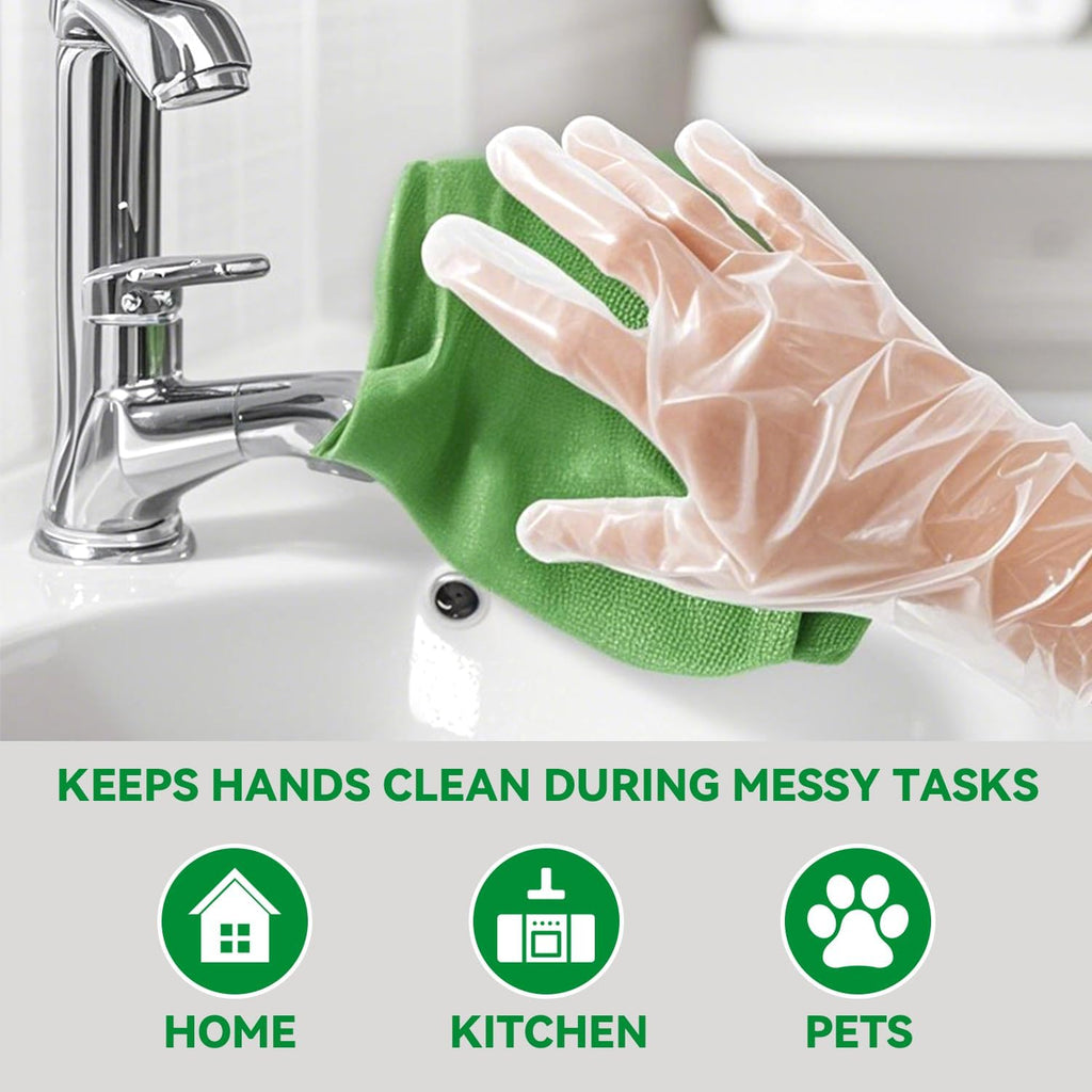 Plastic Gloves Disposable, Latex-Free, Powder Free, Clear Gloves Safe for Cooking, Food Prep, Kitchen,Cleaning