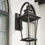 Emliviar Large Outdoor Wall Light, 25" Modern Front Porch Light for House, Clear Glass in Black Finish, XE220B BK