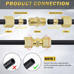 53 Pcs Brass Compression Fittings Assortment Kit, 1/8" 3/16" 1/4" 3/8" 1/2" OD Tube & NPT Thread Compression Union Fittings Connectors & Compression Sleeves Ferrules