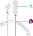 Philips 3-Outlet Extension Cord with Multiple Outlets, 6 Ft Flat Plug Extension Cord, Indoor Extеnsion Cоrd with Safety Slide, Short Extеnsion Cоrd, 2 Prong White Extensiоn Ϲord ETL Listed SPS3613W/37