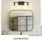 zeyu Farmhouse 3 Light Vanity Lighting, 21.4'' Bathroom Mirror Wall Light, Oil Rubbed Bronze Finish with Clear Hammered Globe Glass, ZJF63BG-3W ORB-WG