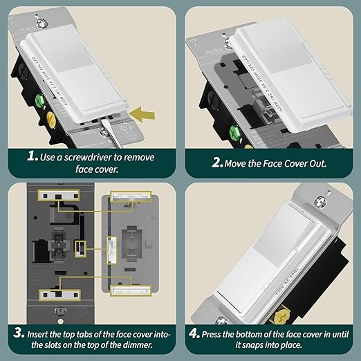 TOPGREENER Dimmer Light Switch, LED Dimmer Switches for 300W Dimmable LED/CFL Lights and 600W INC/HAL Bulbs, Single Pole/3-Way,Neutral Wire Not Required, Wall Plate Included, UL Listed, 2 Pack,White
