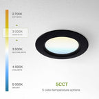 ASD Recessed Lighting 4 Inch, Round Commercial LED Downlight, Mini Panel Baffle Trim, 12W 120-277V, 5 CCT 2700K-5000K, Dimmable LED Ceiling Light Fixture, Black, ETL, 6 Pack