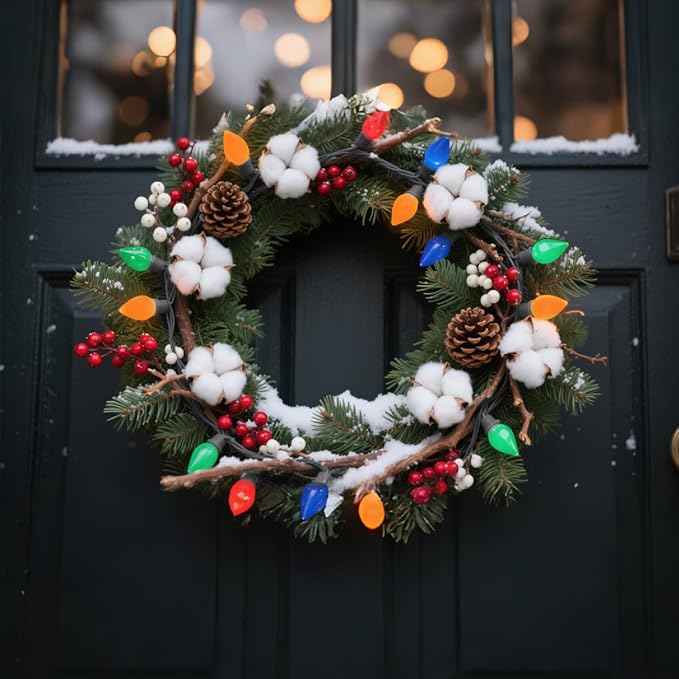 25 Pack C7 Multicolor Christmas Replacement Bulbs,C7 E12 Candelabra Base,Vintage Ceramic Glass Lights,120V 5W Incandescent Night Light Bulbs for Patio, Roofline, Garden, Wedding, Party Decorations