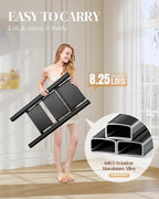 GameGem 3 Step Ladder, Folding Step Stool with Wider Pedal, Anti-Slip Feet & Non Slip Stripes, Aluminum Sturdy Material, 300Lbs Capacity, Elegant Look of Piano Black Better Matches Your Home