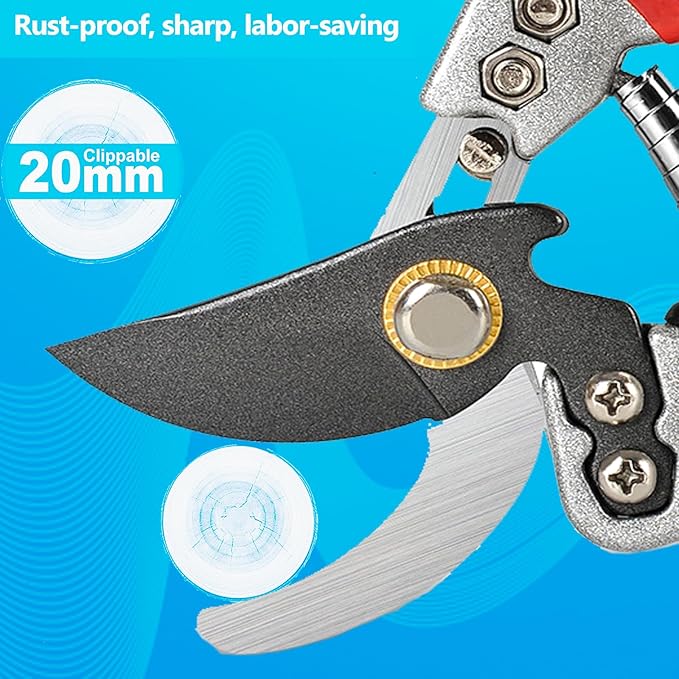 Ultra Sharp Germany Titanium Steel Pruning Shears - Cuts 3X Easier, Weak Hand Arthritis Snips, Rust-Resistant, Effortlessly 1-Inch Cut Capacity Garden Scissors, Ergonomic Handle (gt-06, 1)