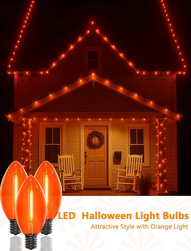 25 Pack C9 Christmas White LED Light Bulb,Vintage Warm White Plastic C9 Replacement Bulbs Shatterproof C9/E17 Intermediate Base 0.6 Watt Great for Night Lights Christmas Outdoor String Lights