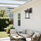 Outdoor Wall Sconces, Exterior Lantern Lighting Fixture, Mounted Lights for Patio, Porch, Garden, Balcony (Bronze, 12" H-2Pack)