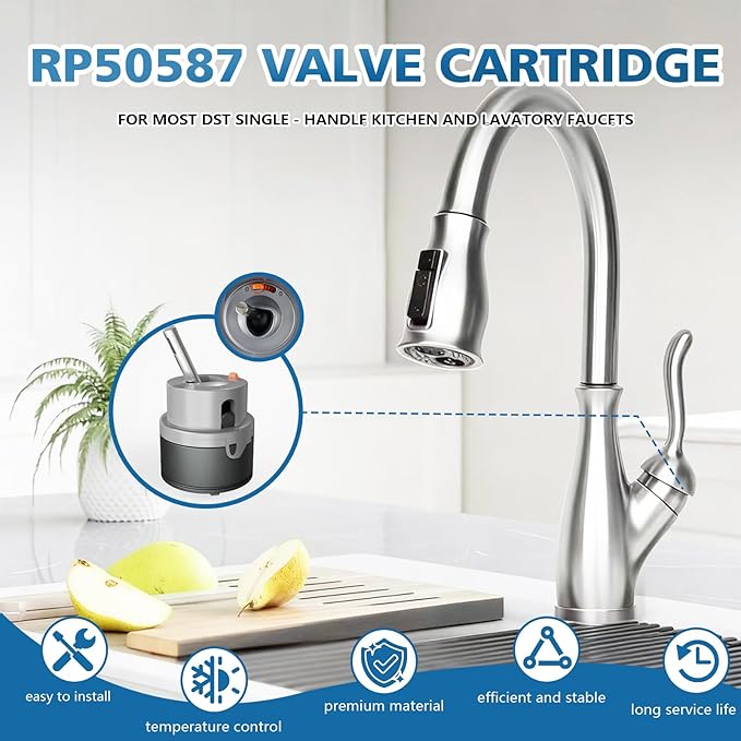 RP50587 Cartridge for Delta DST Single-Handle Kitchen and Lavatory Faucets (36mm), with RP51503 Bonnet Nut and Allen Wrench