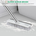 SetSail Floor Scrub Brush with 51-Inch Long Adjustable Handle 2 in 1 Scrape Brush Stiff Bristle Floor Scrubber for Cleaning Shower Bathroom Garage Kitchen Wall Deck Tub Tile, 2 Pack (Grey White)