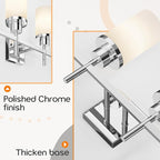 4-Light Vanity Lighting Fixtures with White Frosted Glass Shade, Polished Chrome Bathroom Wall Lamps Over Mirror for Bath Restroom Kitchen T001CH-L4