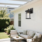 Outdoor Wall Sconces, Exterior Lantern Lighting Fixture, Mounted Lights for Patio, Porch, Garden, Balcony (Black, 12" H-2Pack)