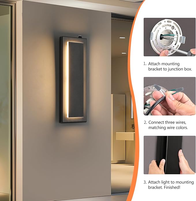 tewei LED Outdoor Wall Sconce Dusk to Dawn Outdoor Lighting, Modern Exterior Lighting Fixtures Matte Black LED Exterior Wall Lights for House Front Porch, Warm White 3000K, 2 Pack