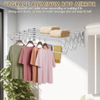 XL-31.5" Wall Mounted Clothes Drying Rack, 130 LBS Large Capacity Rustproof Retractable Clothes Rack, Collapsible Drying Rack Easy to Install with 7 Drying Rods, Space Saving for Laundry-White