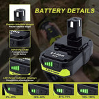 2 Packs 3.0Ah High Capacity Replacement for Ryobi 18v Battery P108 P104 P105 P102 P103 P122 P109 Li-ION Compatible with Ryobi 18V ONE+ System Cordless Power Tools and Charger