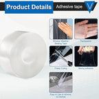 Window Weather Sealing Tape 2 Inch x 33 FT Weather Stripping Residue-Free Clear Window Insulation Caulk Tape for Doors Windows and Shower Glass Gaps Bathroom