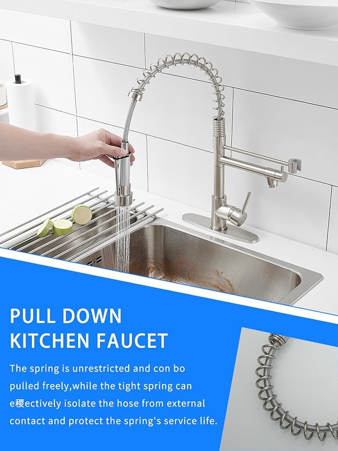 AIMADI Faucet for Kitchen Sink,Commercial Single Handle Single Hole Pull Down Kitchen Faucet with Deck Plate llaves para fregaderos de cocina