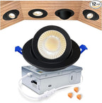 zouzai 3 Inch Gimbal Black Led Recessed Lighting, 360°+90° Adjustable Directional Led Recessed Lights, 2700K/3000K/3500K/4000K/5000K Dimmable Retrofit Eyeball Can Lights with Jbox,ETL (Black, 1 Pack)