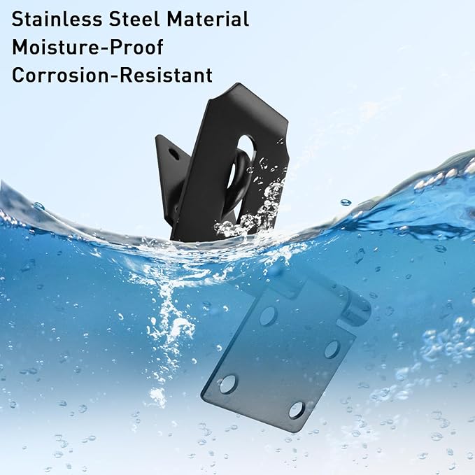 HOWDIA 4 Inch Door Hasp Latch 90 Degree, Stainless Steel Safety Right Angle Padlock Hasp Locking Latch Security Door Clasp Hasp Lock Latch for Push/Sliding/Barn Door, 2mm Thick, Brushed Black