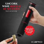 Rechargeable Electric Wine Opener | Electric Corkscrew Wine Bottle Opener With Foil Cutter | Gift for Wine Lovers (Black)