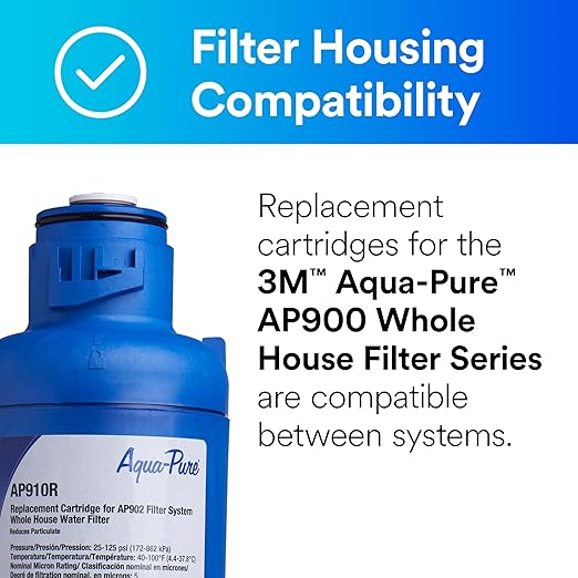 3M Aqua-Pure AP910R Genuine Whole House Sanitary Quick Change Replacement Water Filter for AP902 System, Reduces Sediment