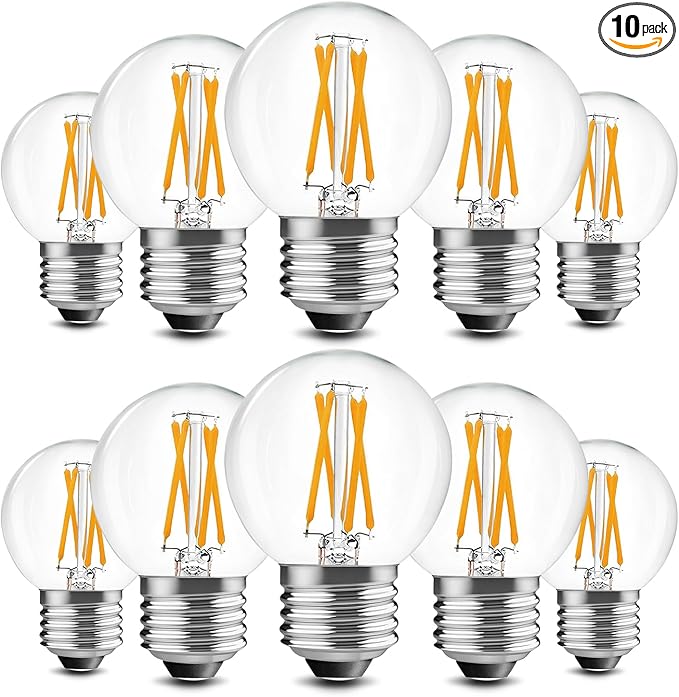 BRIMAX 10 Pack G16.5 LED Light Bulbs 40 Watt, E26 Dimmable Small Globe LED Bulbs 4 Watt Edison Bulb 2700K Warm White,AC120V,Flicker Free for Ceiling Fans Pendant Chandelier Vanity Wall Sconce
