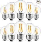 BRIMAX 10 Pack G16.5 LED Light Bulbs 40 Watt, E26 Dimmable Small Globe LED Bulbs 4 Watt Edison Bulb 2700K Warm White,AC120V,Flicker Free for Ceiling Fans Pendant Chandelier Vanity Wall Sconce