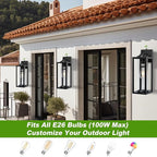 Dusk to Dawn Outdoor Wall Light Fixtures - 2 Packs Exterior Waterproof Outdoor Lighting, Modern Porch Sconces Wall Mounted Lighting, Industrial Anti-rust Matte Black Outside Lantern for Front Door