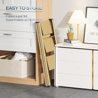 GameGem 3 Step Ladder, Aluminum Folding Step Stool with Anti-Slip Sturdy and Wide Pedal, Lightweight Portable Stepladder for Home and Kitchen Use Space Saving, Gold, 330 lbs