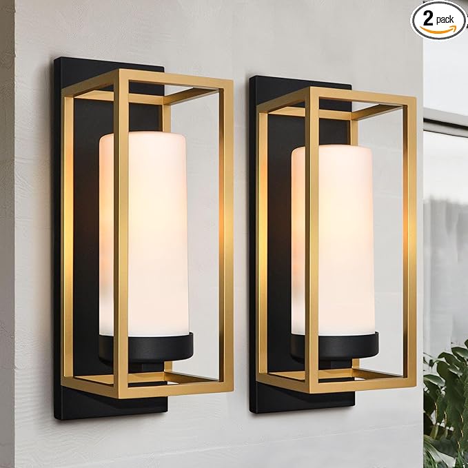 ALVIME Modern Outdoor Wall Light Fixtures, Exterior Lighting Fixtures, Waterproof Outdoor Wall Sconce, Porch Outside Lights for Entryway, House Front Door Patio Garage, E26 Base&Twin Pack