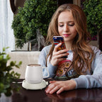 SWEETFULL Mug Warmer for Coffee and Tea Coffee Mug Warmer Set W/Mug and Lid Coffee Warmer As Coffee Gifts for Desk Office Coffee Lovers. （20W Cup Warmer Candle Warmer Auto Shut Off）