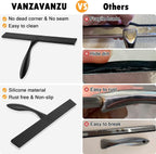 Shower Squeegee for Glass Doors & Microfiber Scrubber Kit 11Inch Window Washing Tools with Non-Slip Handle and Adhesive Hook