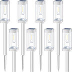 Solar Pathway Lights 8 Pack Solar Outdoor Lights with LED Tungsten Filament Bulb Waterproof Stainless Steel Garden Lighting for Outside Driveway Landscape Lawn Path Christmas (White)