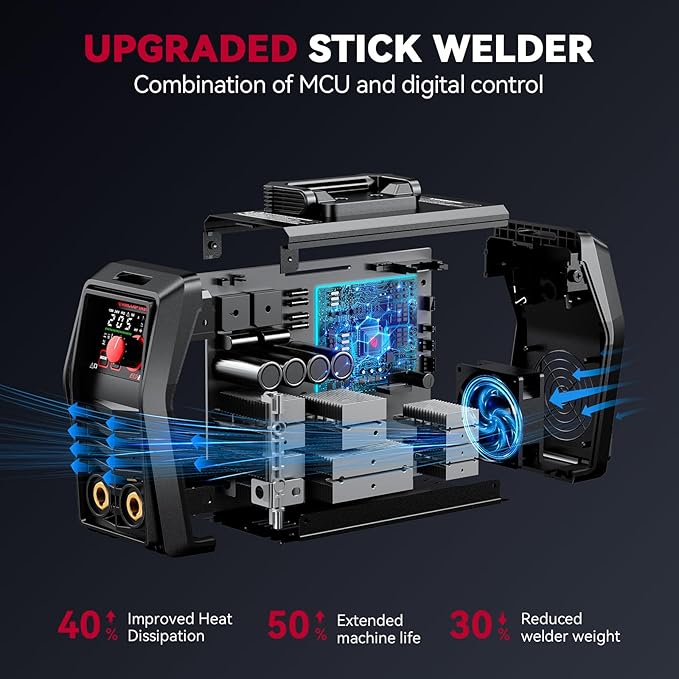 ARCCAPTAIN iControl ARC205 Pro Stick Welder, [APP Control] 205Amp ARC/Lift TIG Welding Machine, Large LED Display, IGBT Inverter 120V/240V MMA Welder with Hot Start, Arc force, and Anti-Stick