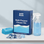 Multi-surface Cleaner Kit, Bathroom Cleaner Spray Tablets & Spray Bottle All Purpose Cleaner, 12 Tablets Multipurpose Cleaner Refills with Reusable Glass Bottle, Plant Based - Ocean Breeze