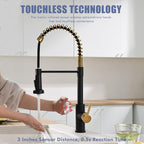 GIMILI Black and Gold Touchless Kitchen Faucet with Pull Down Sprayer, Motion Sensor Hands-Free Activated Faucet for Kitchen Sink