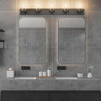 Aipsun Matte Black Bathroom Vanity Light Fixtures 5 Lights Industrial Lighting Fixtures Over Mirror with Clear Glass Shade(Exclude Bulb)