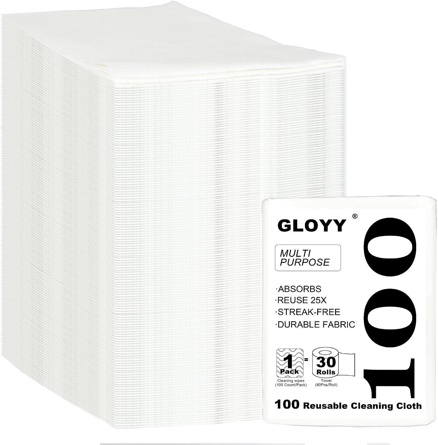 Disposable Dish Cloth and Cleaning Handi Wipes, 100ct, Multi-Use Rags for Kitchen, Bathroom and Windows, White