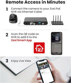 ZOSI C220 4CH 4MP QHD 2.5K PoE Home Security Camera System, 4 x 4MP(1440p) Dome IP Cameras Outdoor Indoor, Smart AI Human Detection, Two-Way Audio, 4CH 5MP 3K NVR with 1TB HDD for 24/7 Record