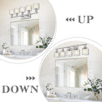 zeyu Modern Brushed Nickel Bathroom Lights Fixture, 35 Inch 5 Light Vanity Lighting Over Mirror, Brushed Nickel Finish with Clear Hammered Glass, ZJF63B-5W BN